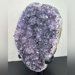 8”x 5” Amethyst and Pink Amethyst Spinner stands 10.5” tall with the stand.